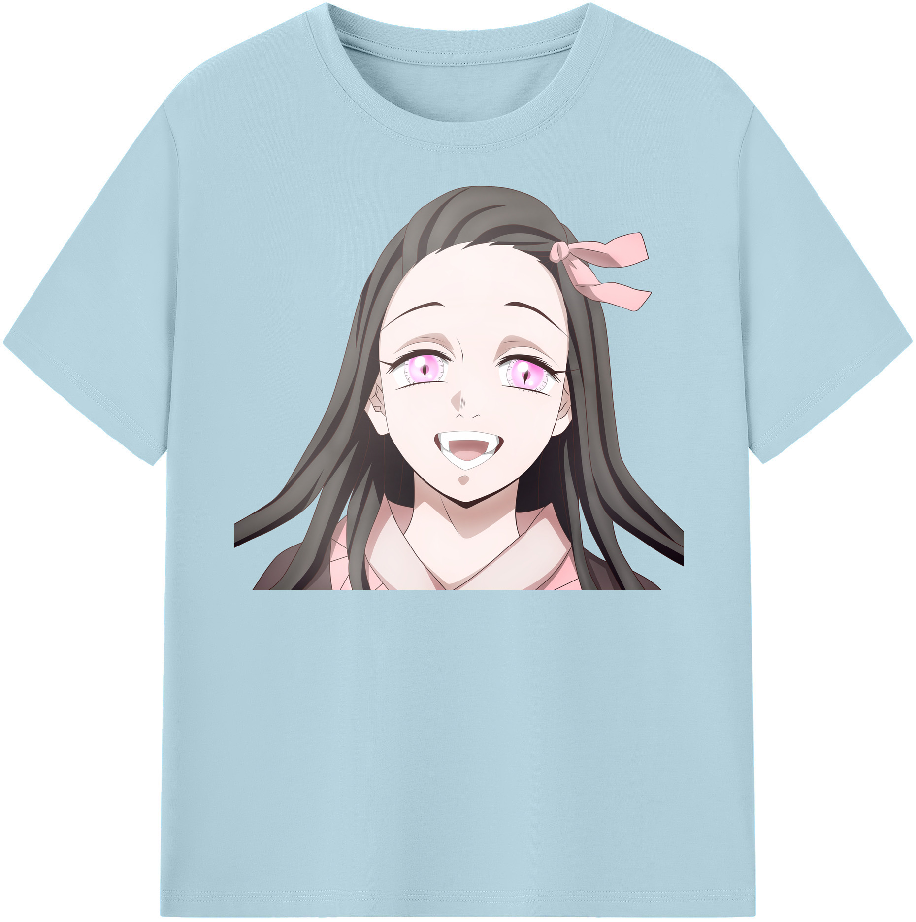 （画像用） 鬼滅の刃（きめつのやいば）竈門 禰󠄀豆子／かまど ねずこ Kamado Nezuko 綿100％半袖Tシャツ（フロントプリント）
